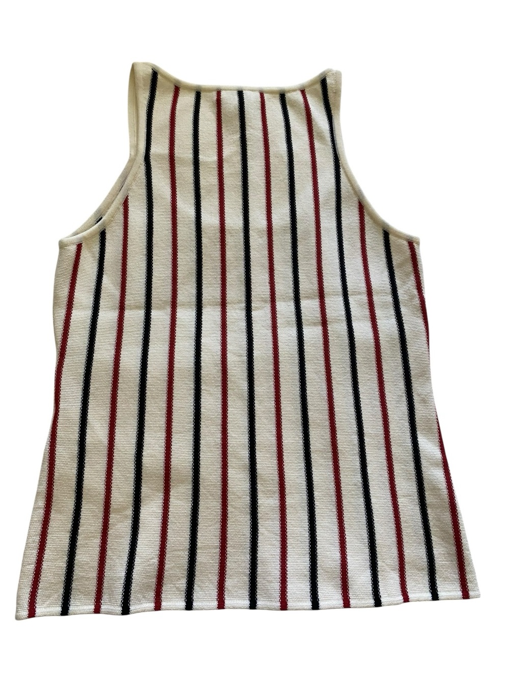 Gabriela Hearst Ivory Tank Top with Black & Red Stripes - Picture 4 of 12